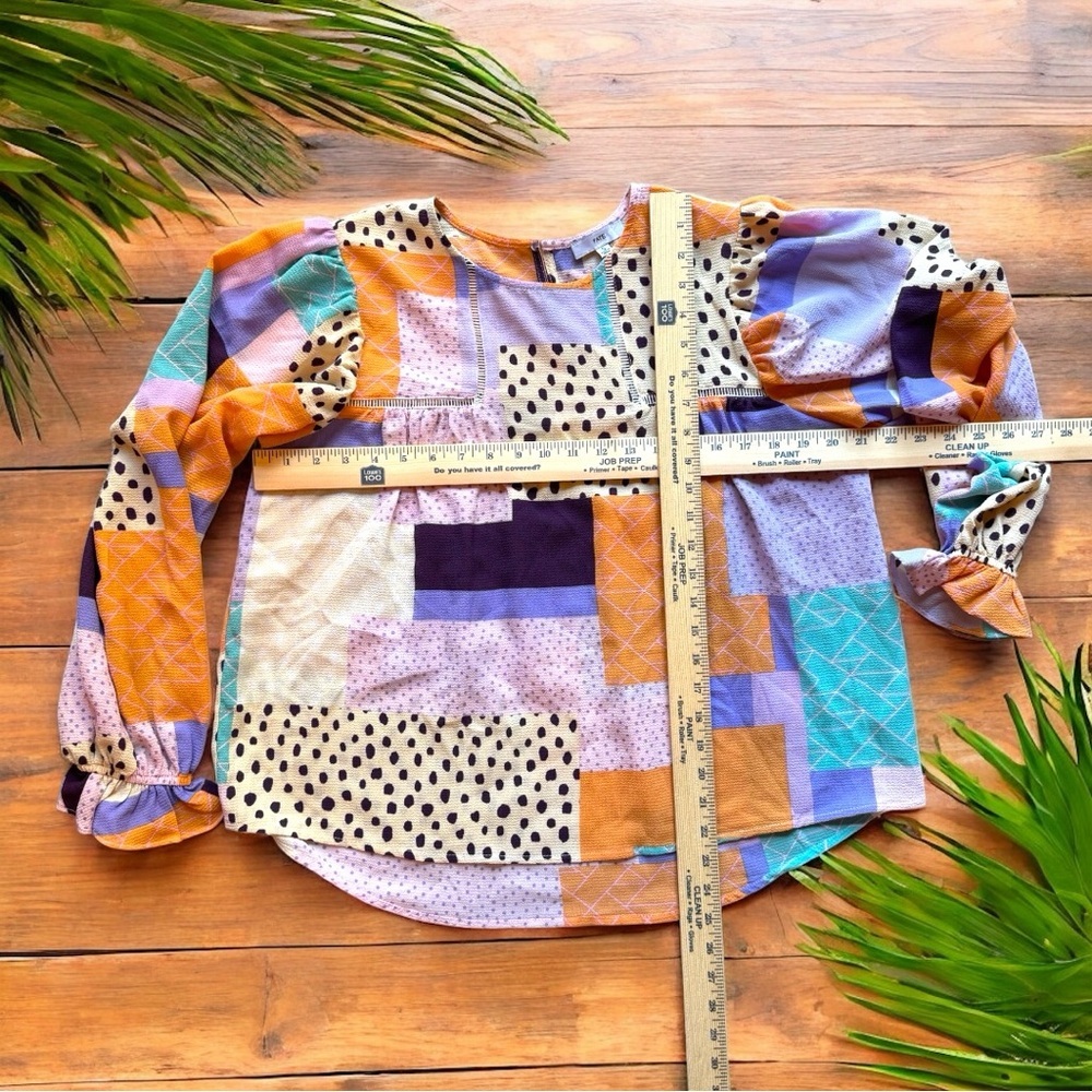 Fate Patchwork Long Sleeve Blouse - Size Small - image 7